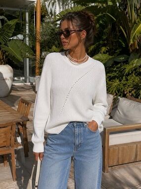 Armani Exchange White 100% Cotton Knit Back Zip Sweater Size L Y2K